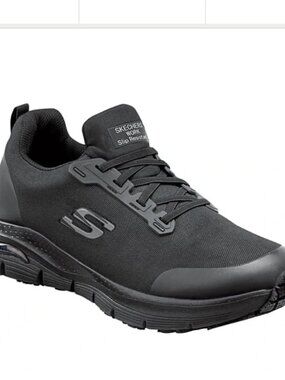 Skechers Nonslip Work Shoes Arch Fit  Men's 10.5  "Jake" Black Comfort Laces